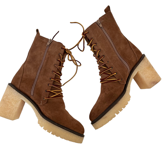Free people Dylan Lace up boots Chunky Heel Women Size US10/EU40 - Picture 5 of 14